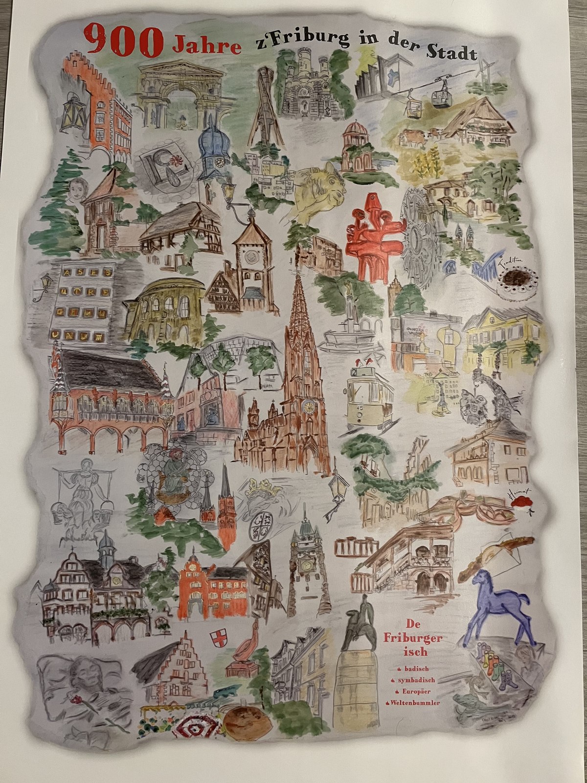 Geschichtstafel zur Stadt Freiburg